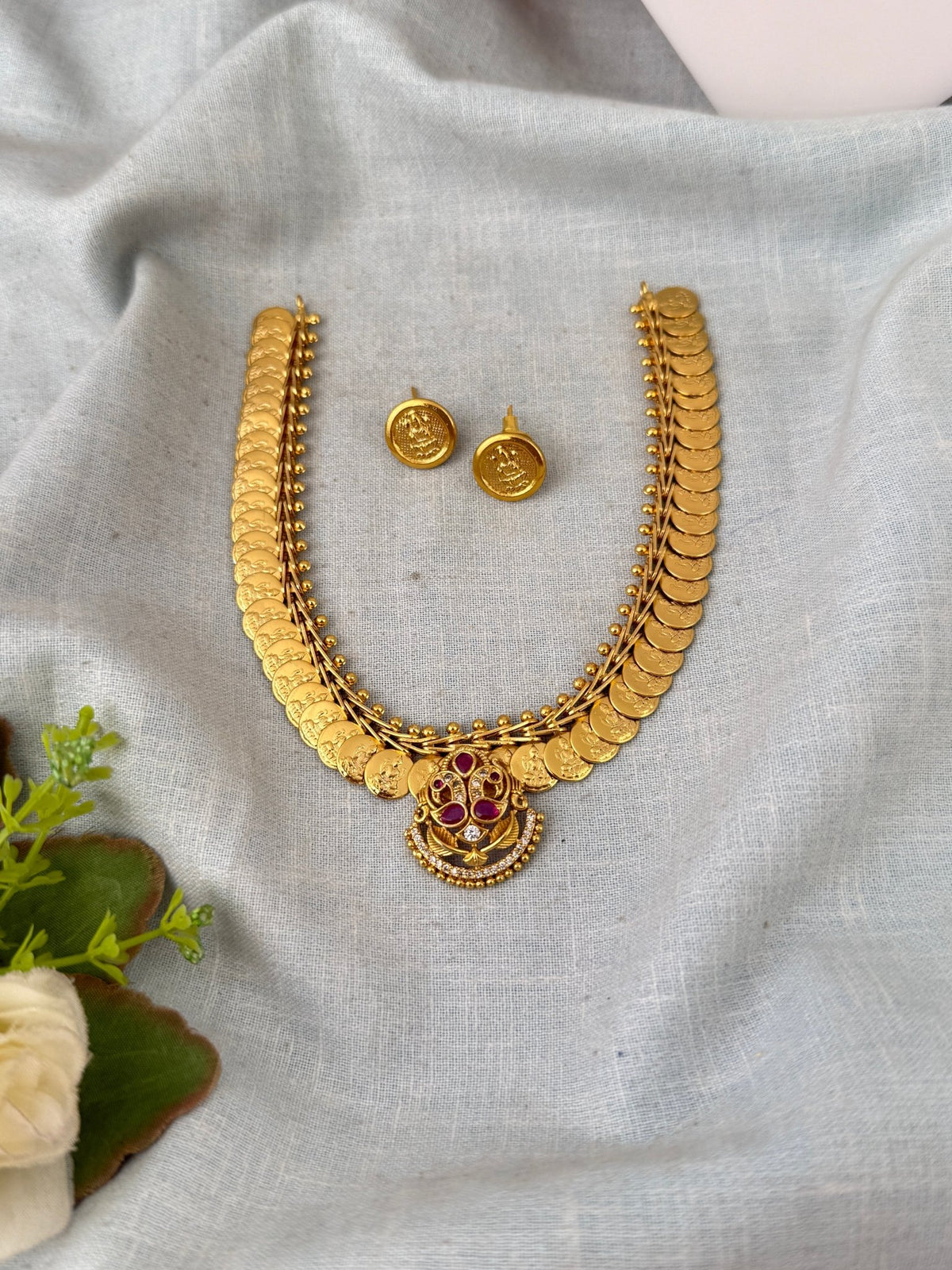 Antique Kaasu Necklace Short Set Premium| N0680 - Mahilas