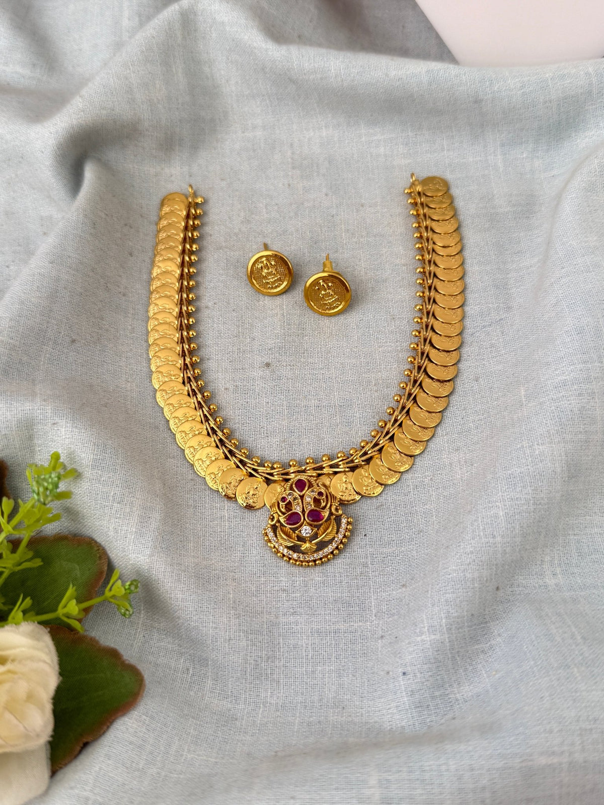 Antique Kaasu Necklace Short Set Premium| N0680 - Mahilas
