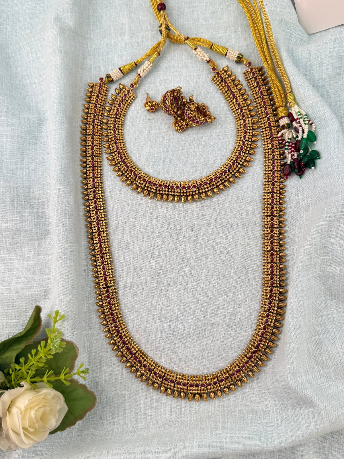 Antique Kaasu Semi Braidal Necklace Premium Set | N1130 - Mahilas