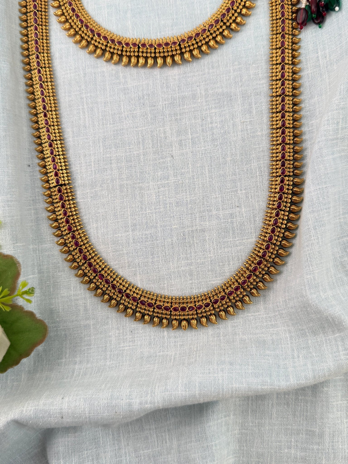 Antique Kaasu Semi Braidal Necklace Premium Set | N1130 - Mahilas