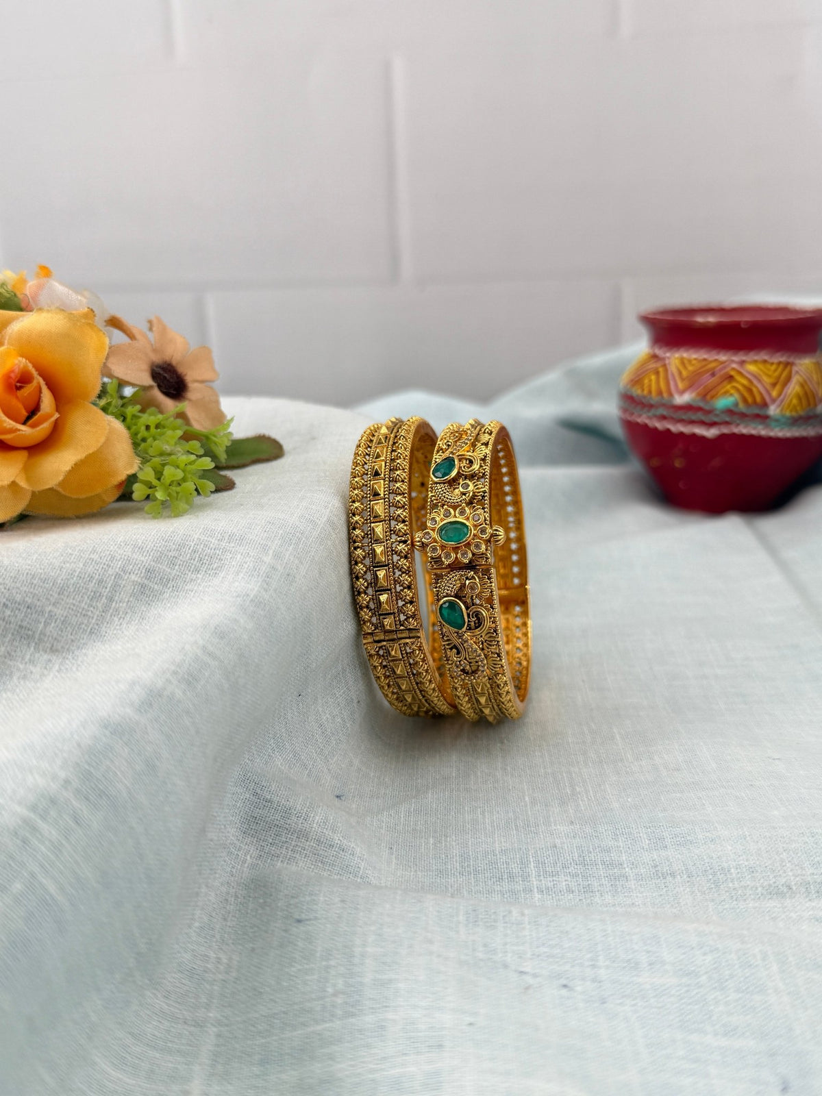 Antique Kada Bangles | Set of 2 | B0221 - Mahilas