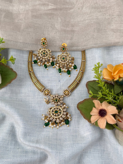 Antique Kanti Necklace Diamond Look | N0472 - Mahilas