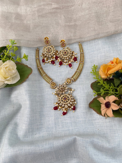 Antique Kanti Necklace Diamond Look | N0472 A - Mahilas
