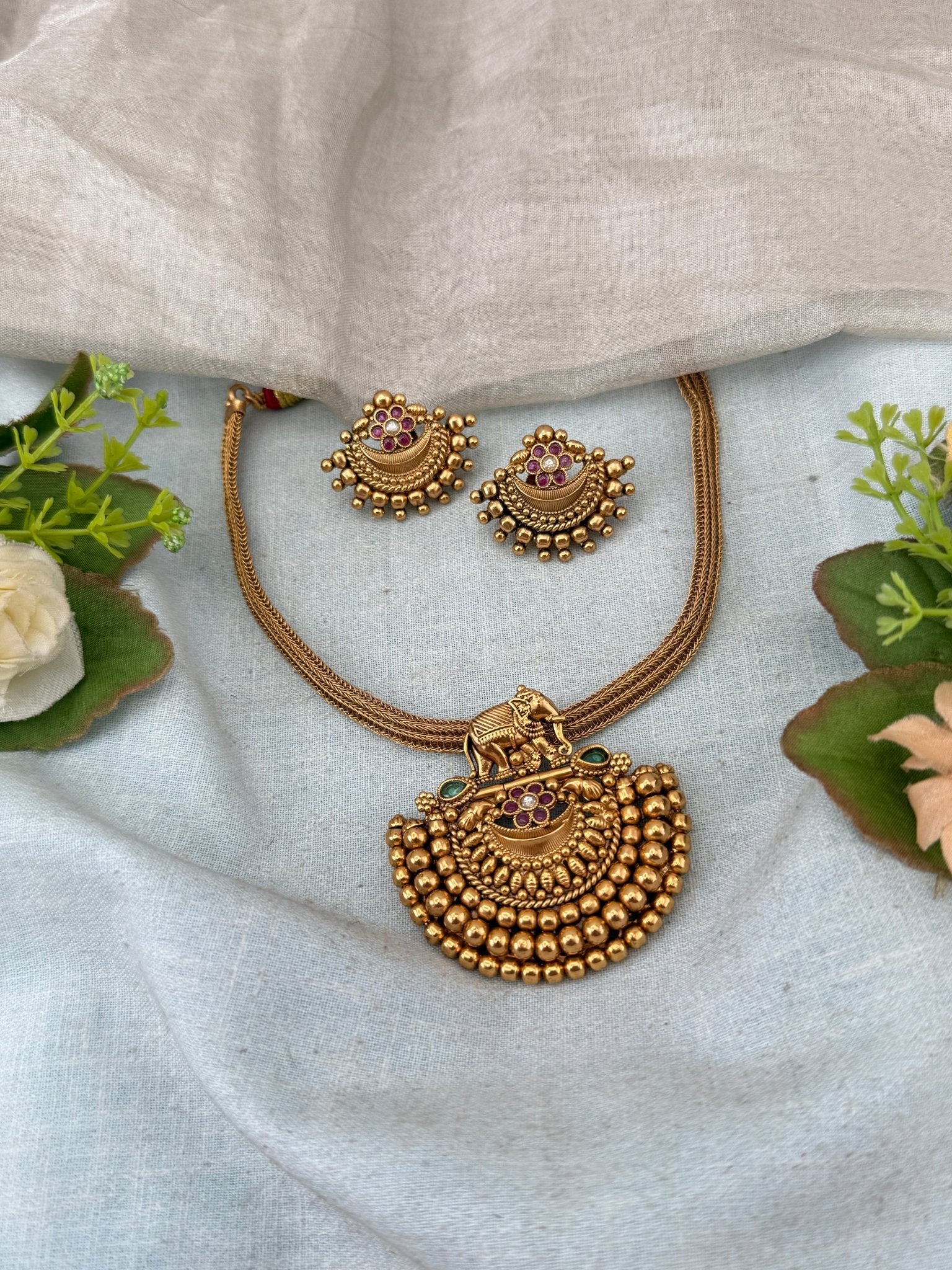Antique Kanti Pendant Necklace Set | No169 - Mahilas