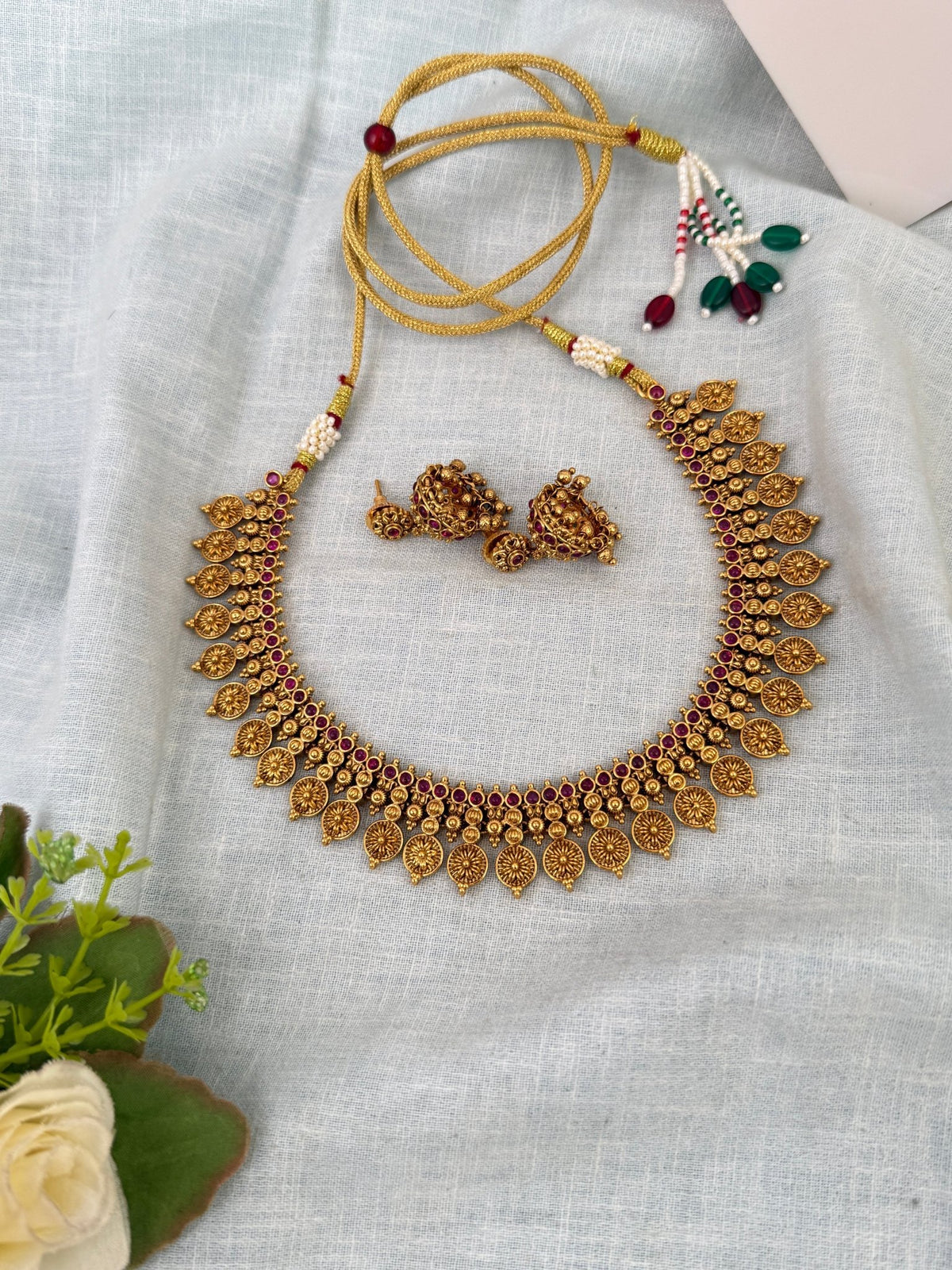 Antique Kassu Necklace Premium Short Set | N0642 - Mahilas