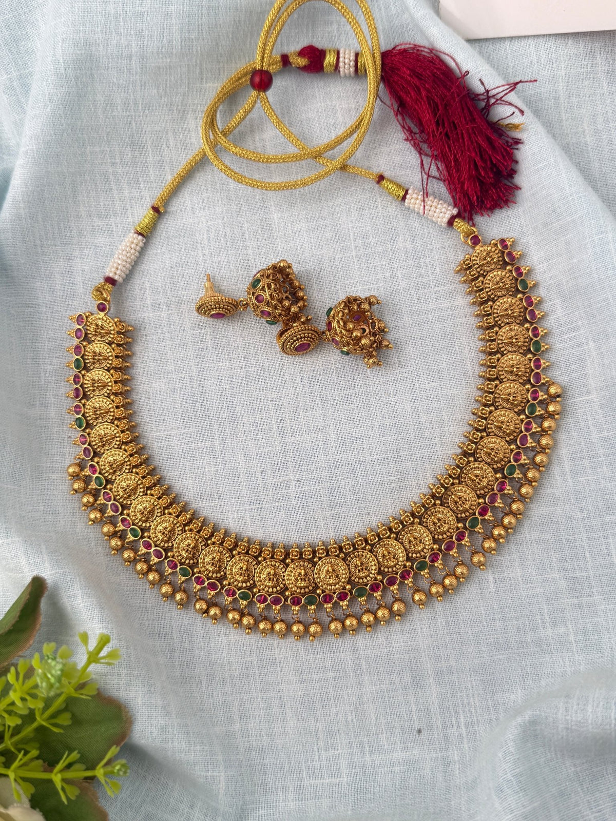 Antique Kassu Necklace Royal Short Set| N0844 - Mahilas