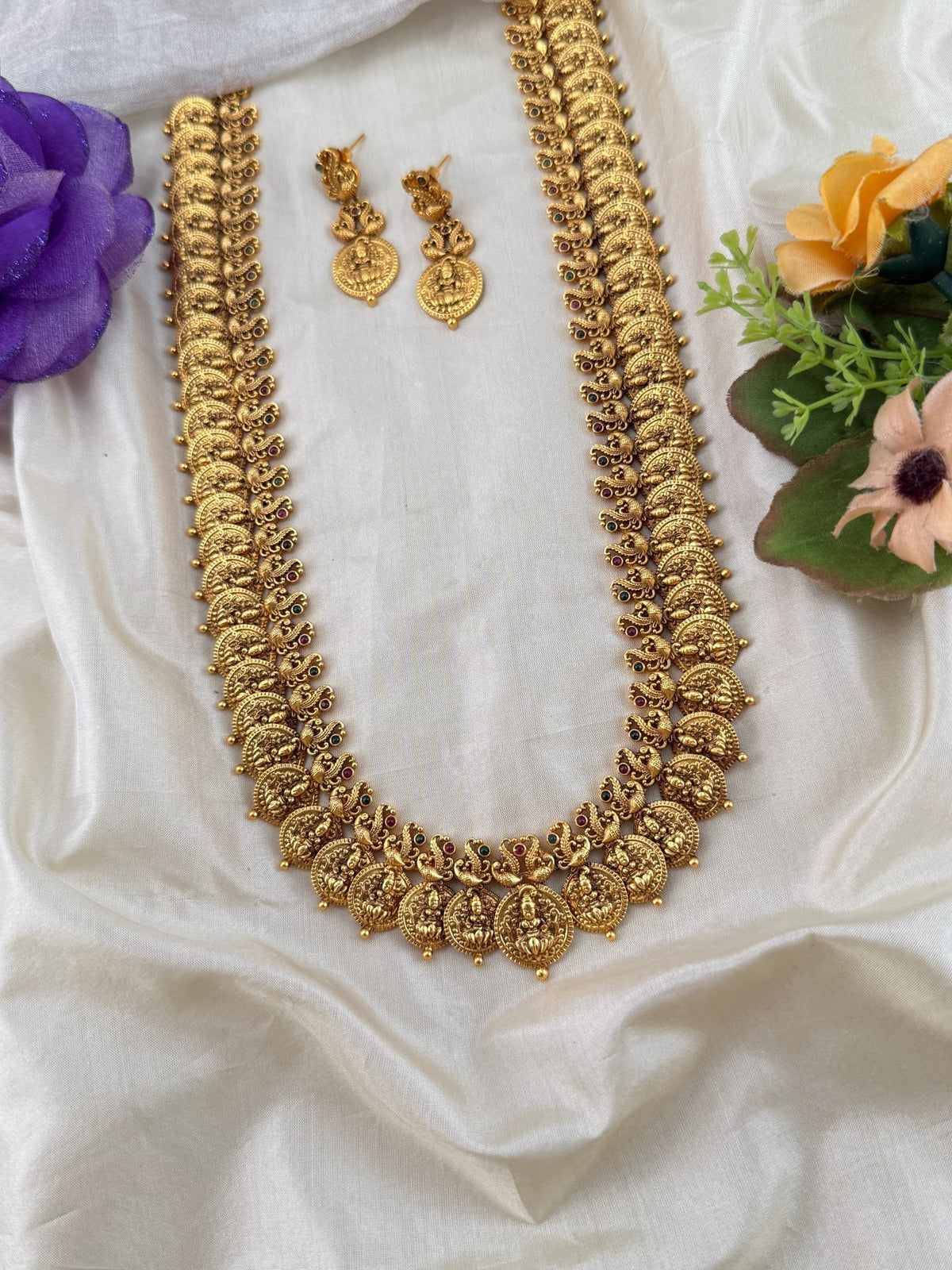 Antique Kasu Long Necklace Set | 267 - Mahilas