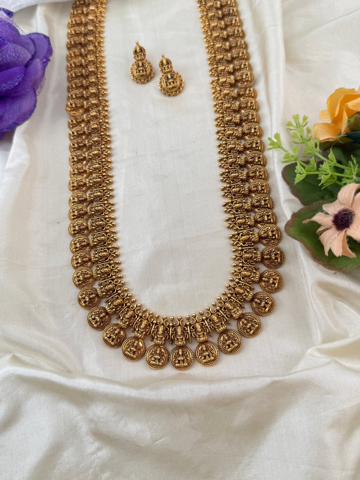Antique Kasu Long Necklace Set | 275 - Mahilas
