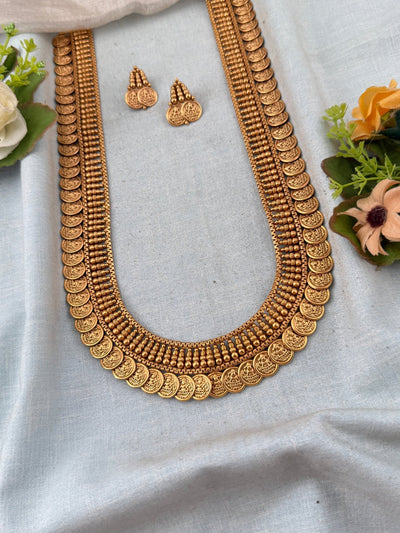 Antique Kasu Long Necklace Set | No242 - Mahilas