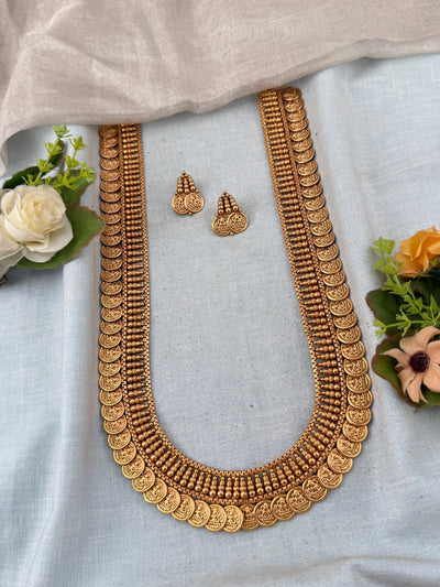 Antique Kasu Long Necklace Set | No242 - Mahilas