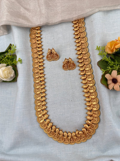 Antique Kasu Long Necklace Set | No244 - Mahilas