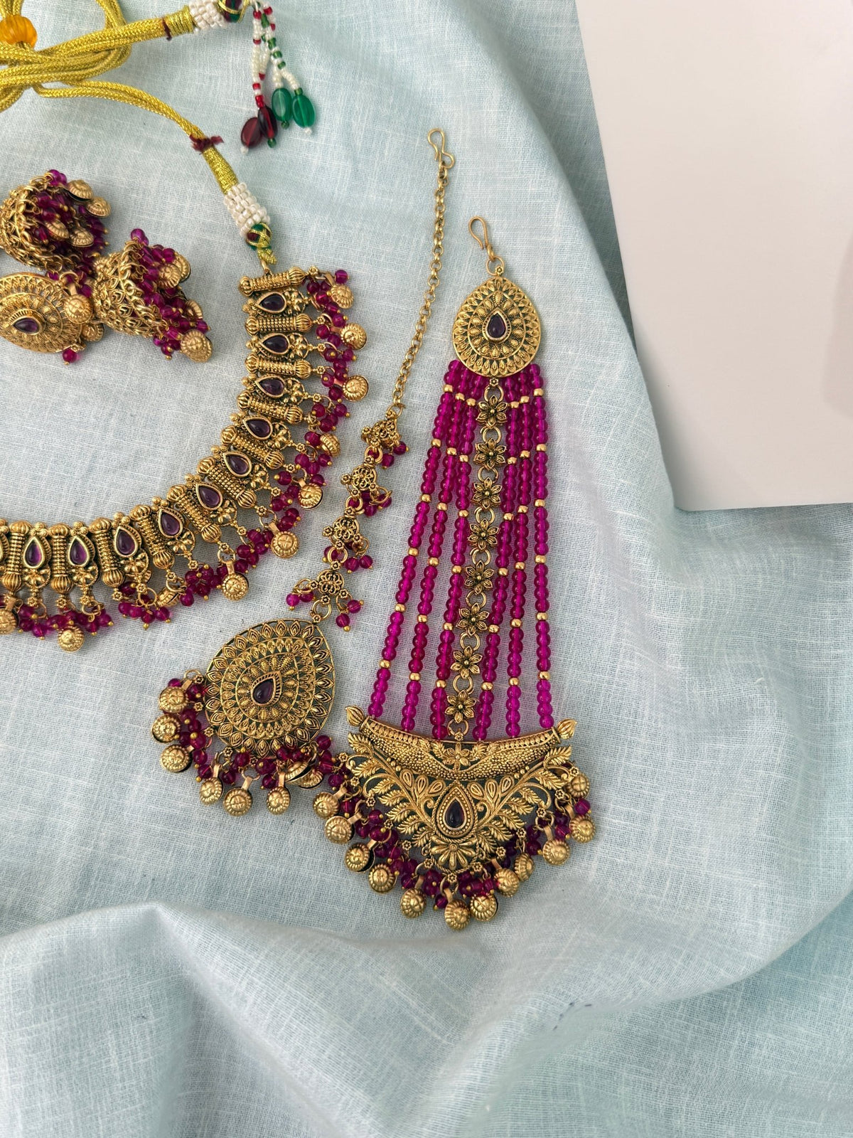 Antique Kundan Necklace With Maatal And Passa Short Set| N1088 - Mahilas
