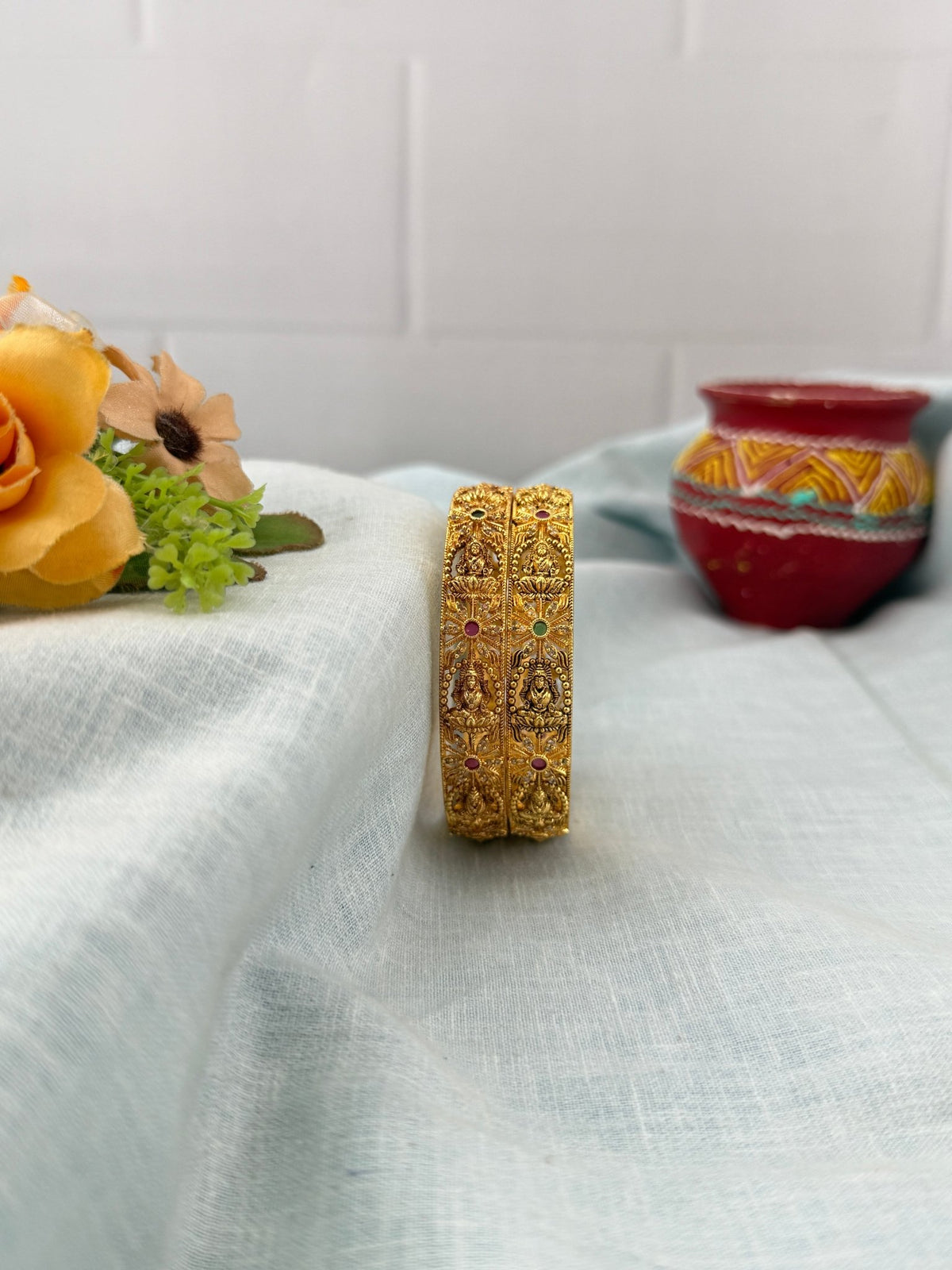 Antique Lakshmi Bangles | Set of 2 | B0217 - Mahilas