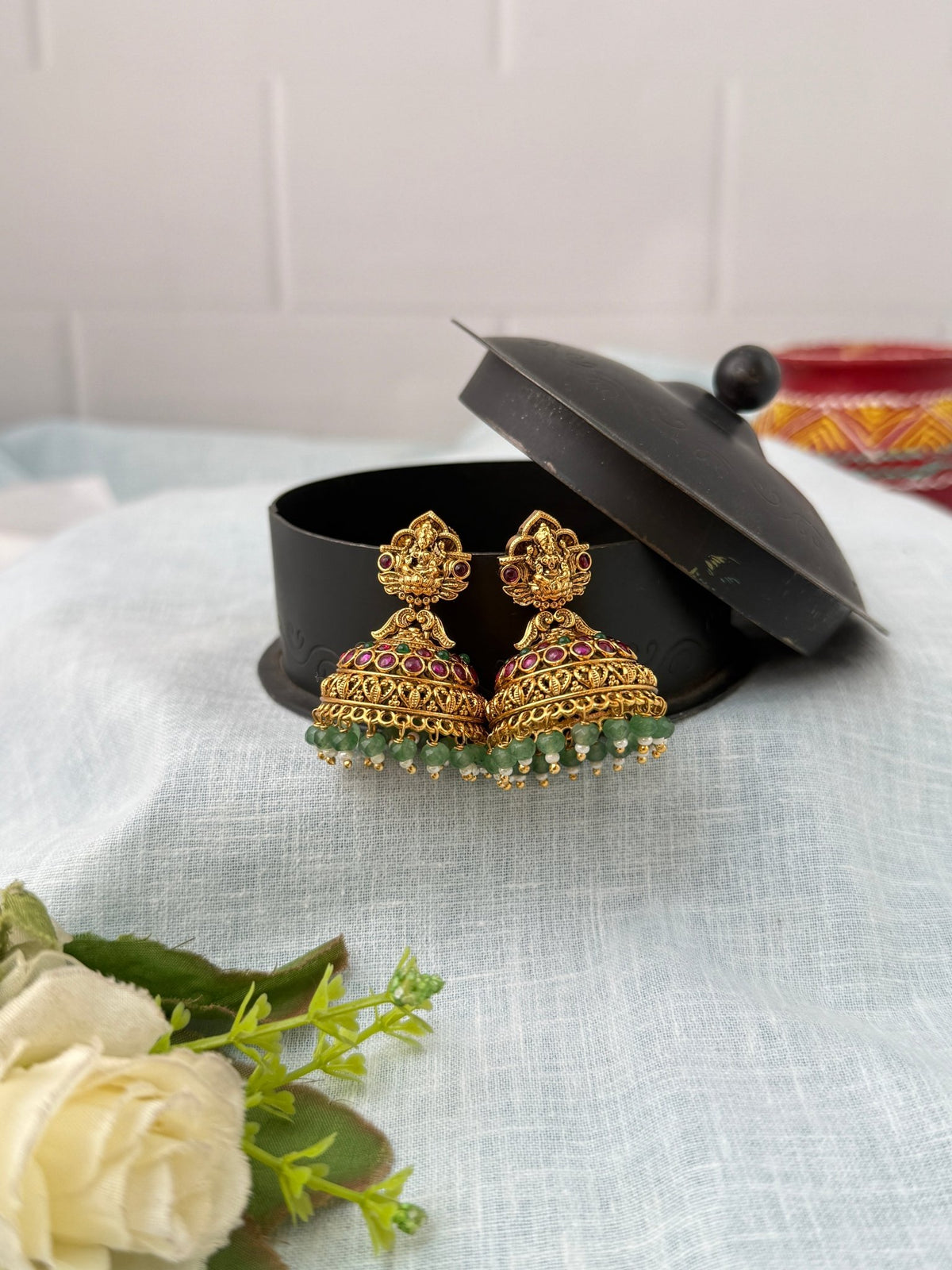 Antique Lakshmi Jhumka Earrings| E0693 - Mahilas