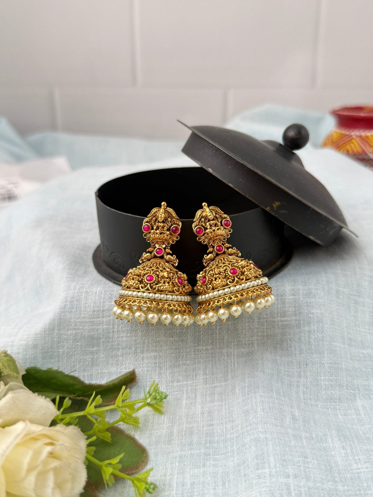 Antique Lakshmi Jhumka Earrings| E0706 - Mahilas