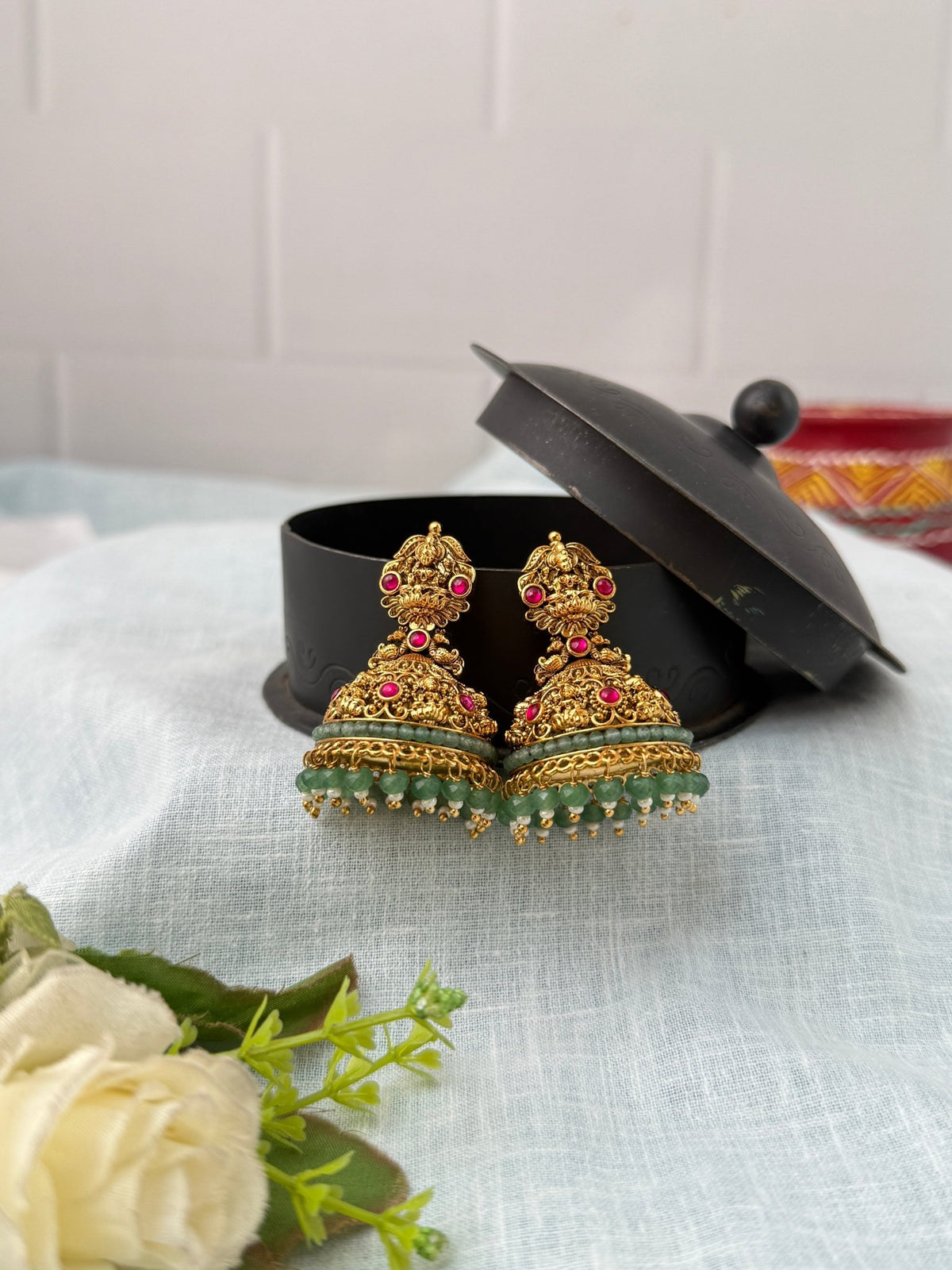 Antique Lakshmi Jhumka Earrings| E0708 - Mahilas