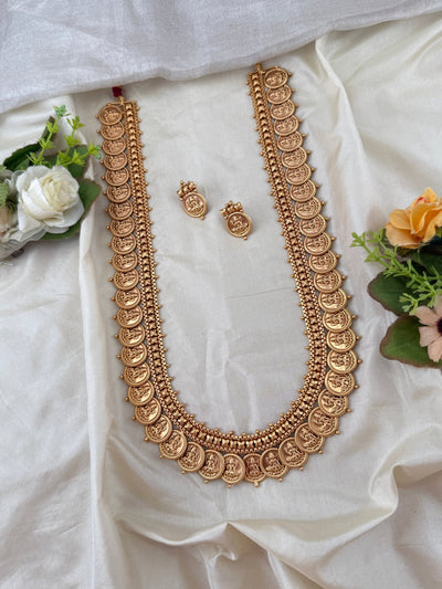 Antique Lakshmi Kasu Long Necklace Set | No245 - Mahilas