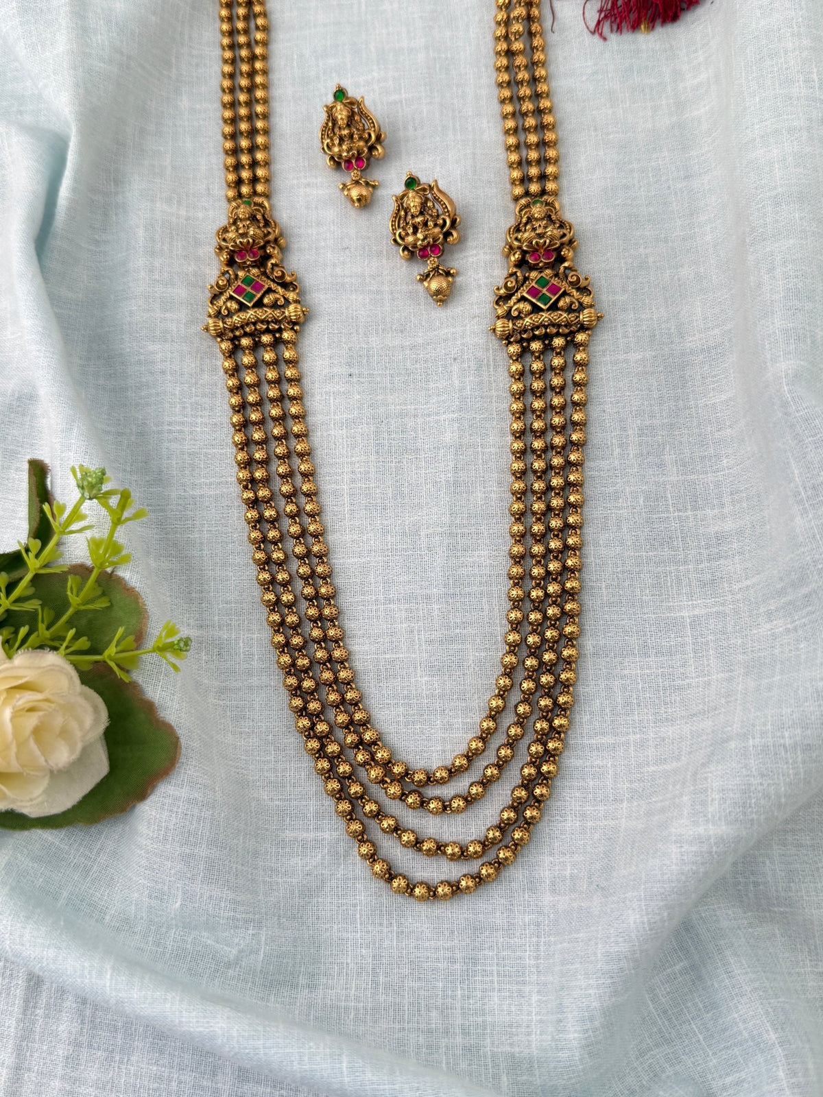 Antique Lakshmi Layered Necklace Long Set| N1174 - Mahilas