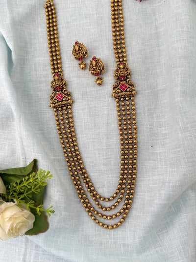 Antique Lakshmi Layered Necklace Long Set| N1175 - Mahilas