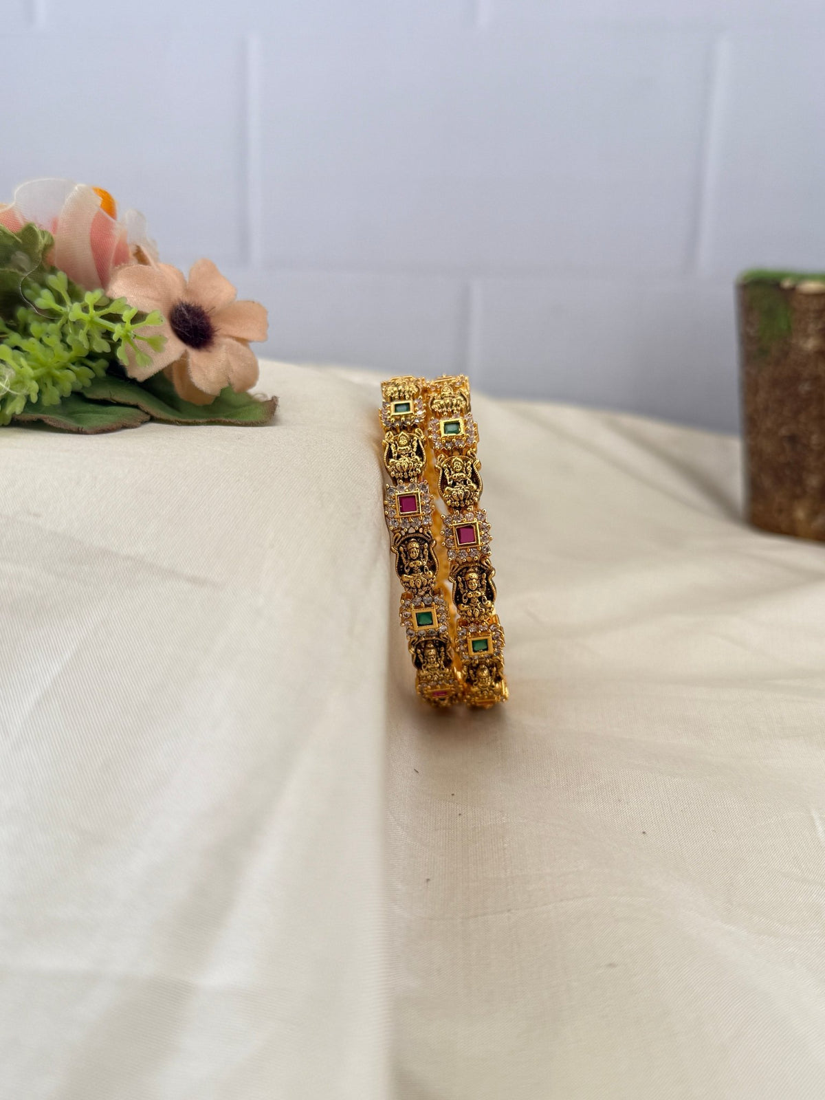 Antique Lakshmi Stone Bangles | Set of 2 | B0125 - Mahilas