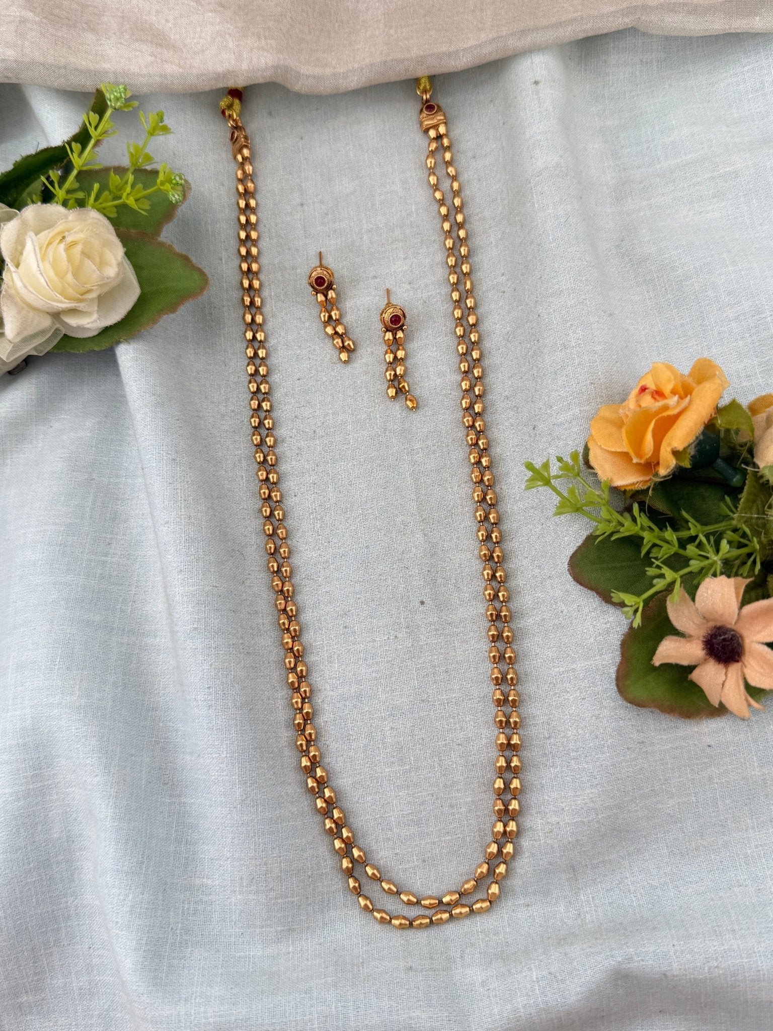 Antique Layered Long Necklace Set | No149 - Mahilas