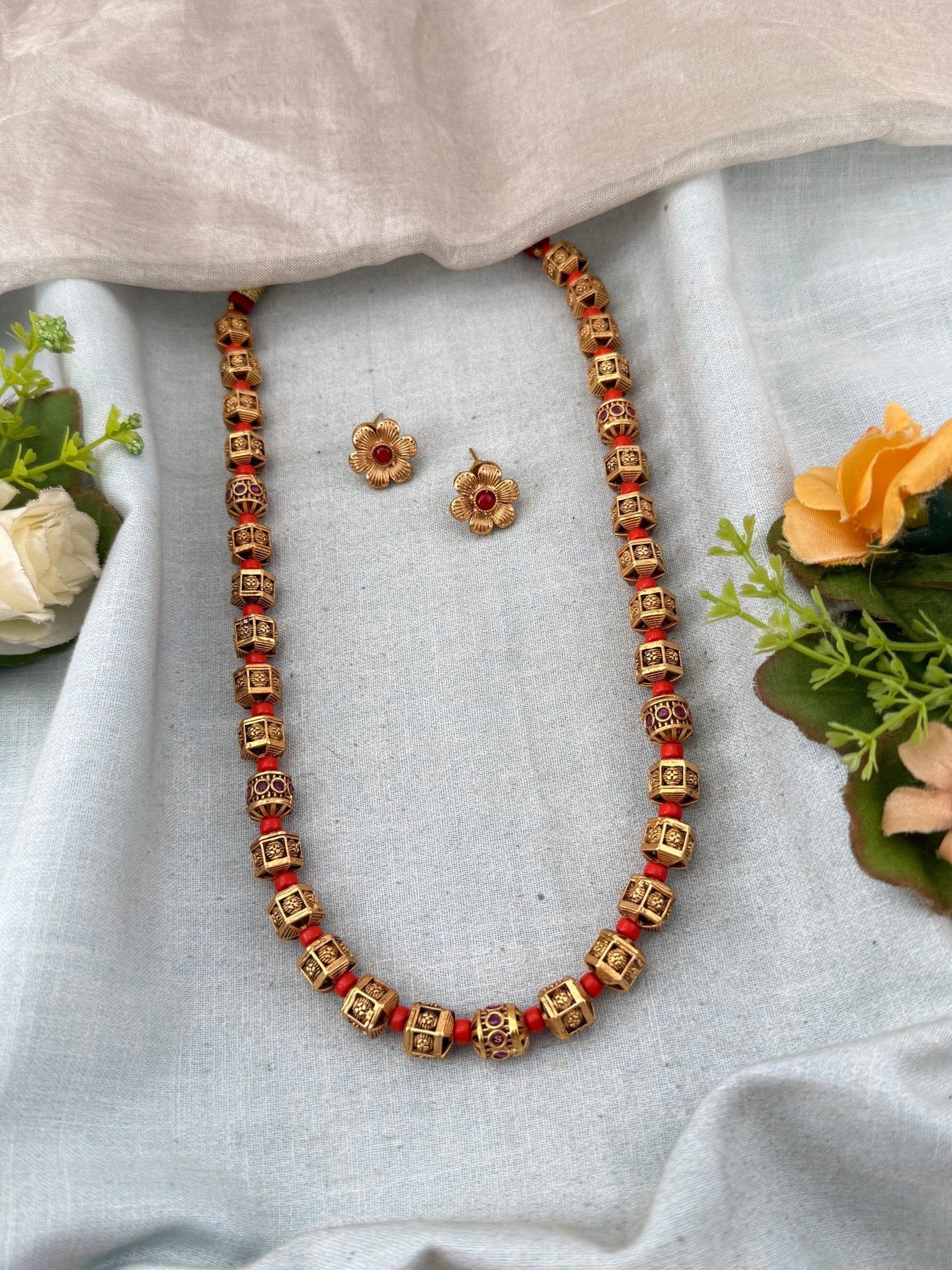 Antique Long Necklace Set | No208 - Mahilas