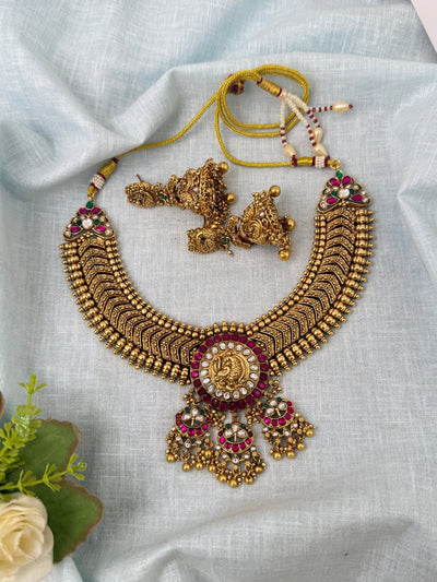 Antique Luxurious Necklace Peacock Pendant Short Set | N1023 - Mahilas