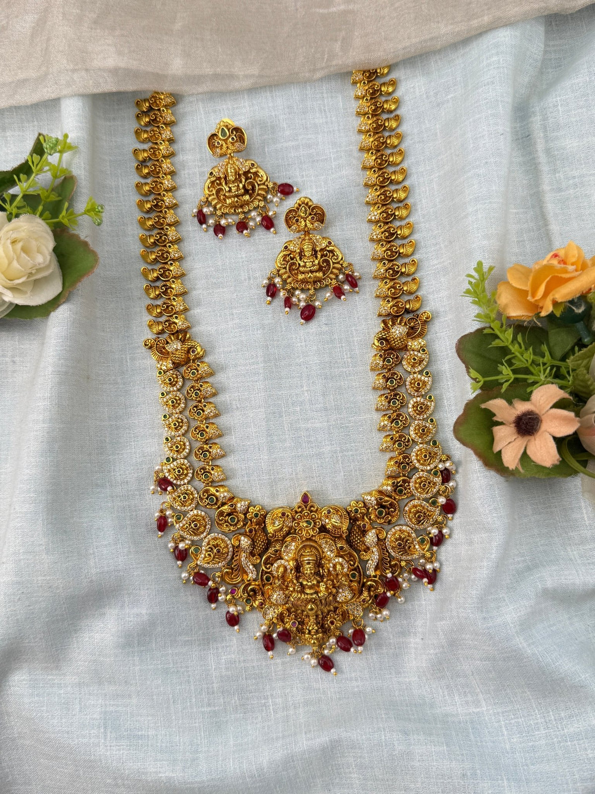Antique Necklace Lakshmi Mango Grand Long Set | N0474 A - Mahilas