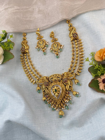 Antique Necklace Peacock Pendant Grand Short Set | N0113 - Mahilas