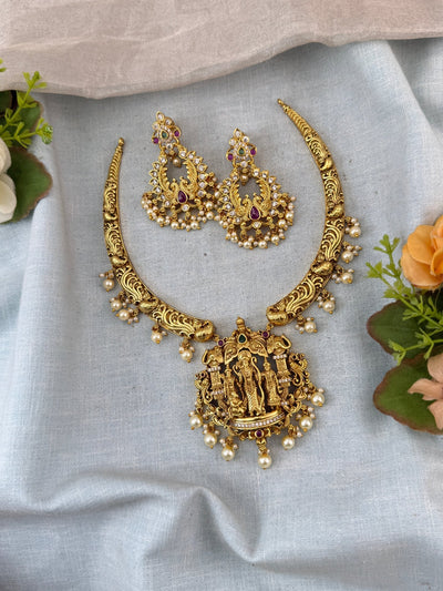 Antique Necklace Ram Parivar Pendant Grand Kanti Set | N0072 - Mahilas