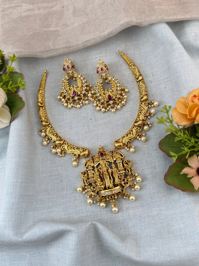 Antique Necklace Ram Parivar Pendant Grand Kanti Set | N0074 - Mahilas