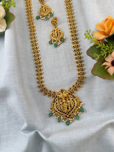 Antique Necklace Ram Parivar Pendant Grand Long Set | N0097 - Mahilas