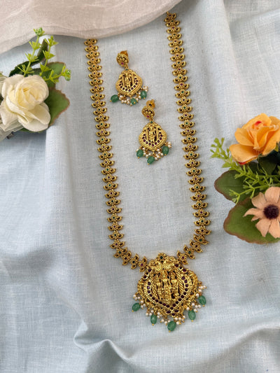 Antique Necklace Ram Parivar Pendant Grand Long Set | N0097 - Mahilas