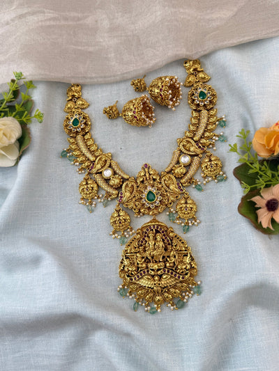 Antique Necklace Ram Sita Pendant Grand Short Set | N0118 - Mahilas