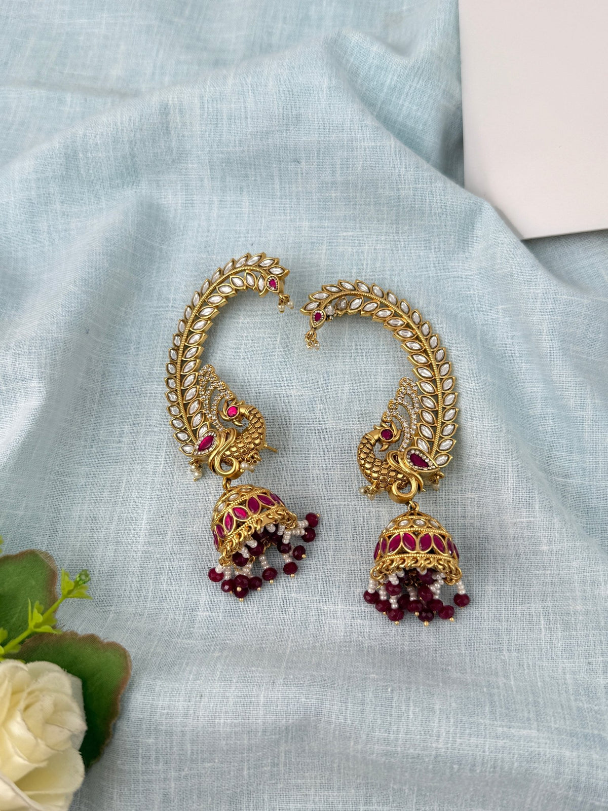 Antique Peacock Earrcuff Earrings| E0694 A - Mahilas