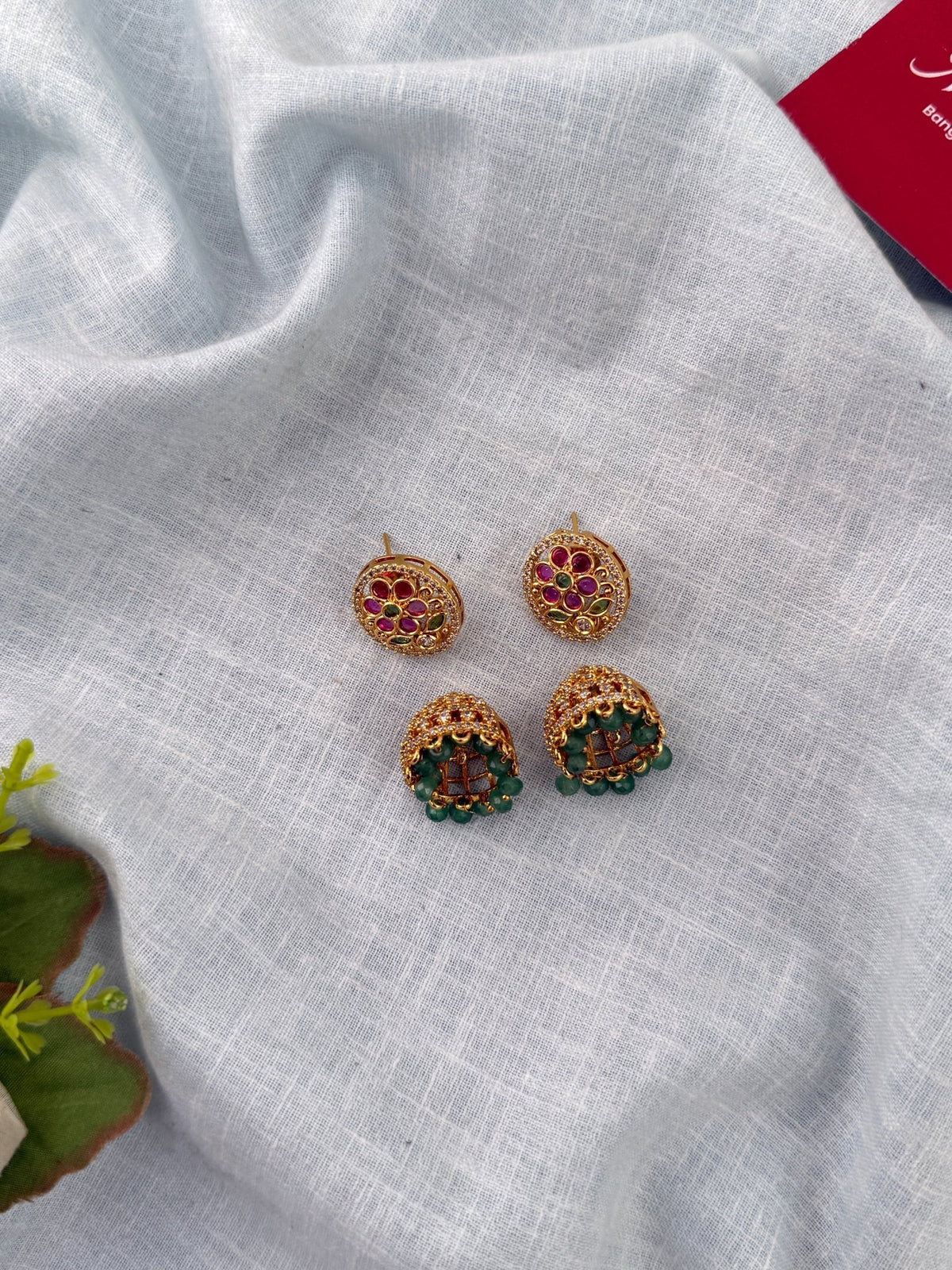 Antique Peacock Earrcuff & Jhumka Combo Earrings| E0773 - Mahilas
