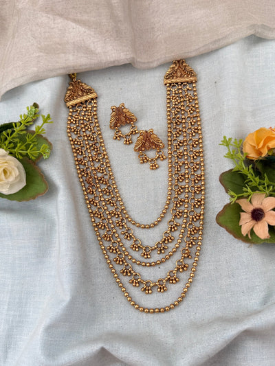 Antique Peacock Layered Long Necklace Set | No216 - Mahilas