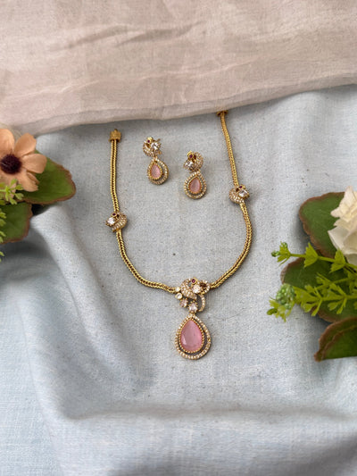 Antique Peacock Pendant Short Necklace Set | No291 - Mahilas