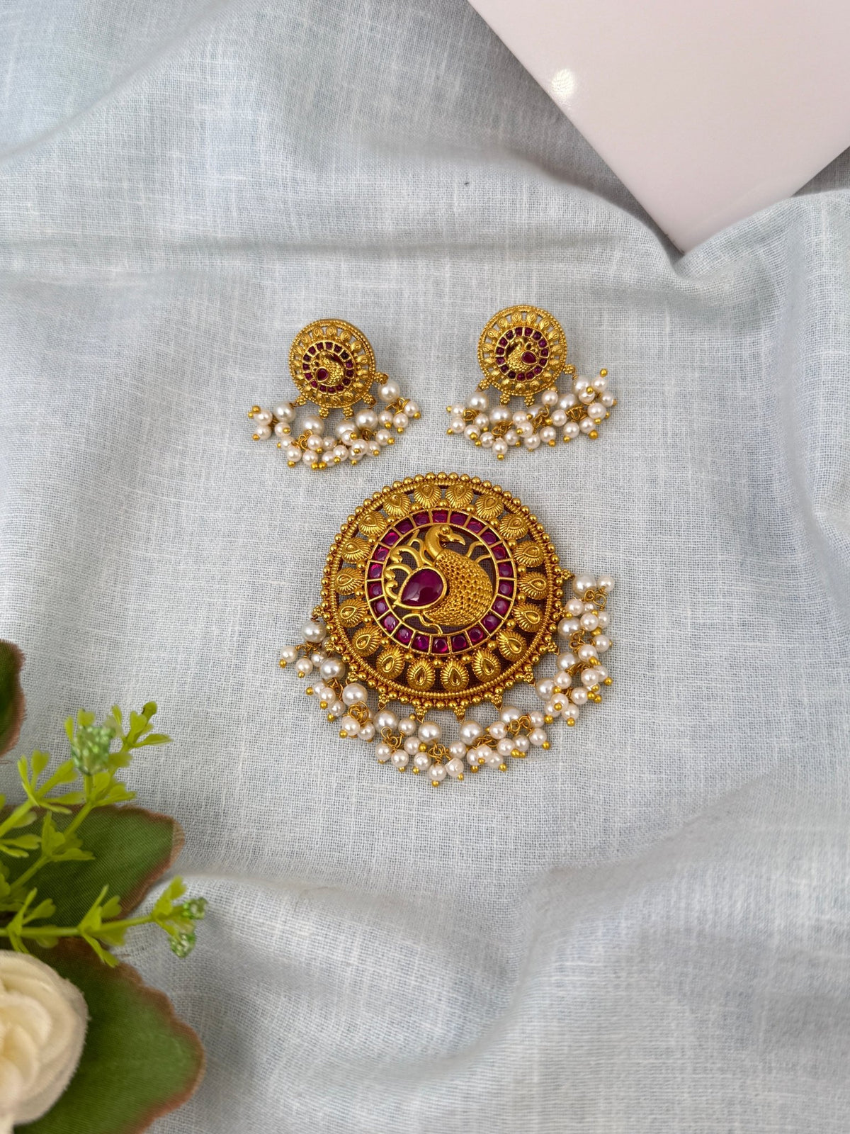 Antique Peacock Pendant With Earring| P0073 - Mahilas