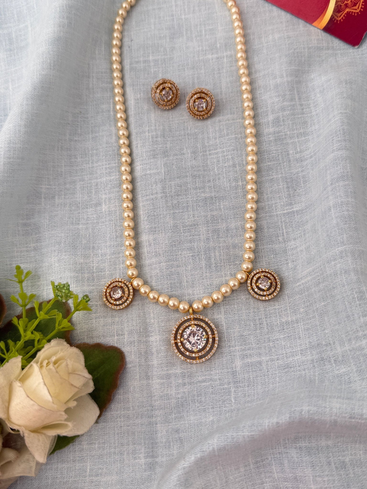 Antique Pearl Grand Necklace Short Set| N1213 - Mahilas