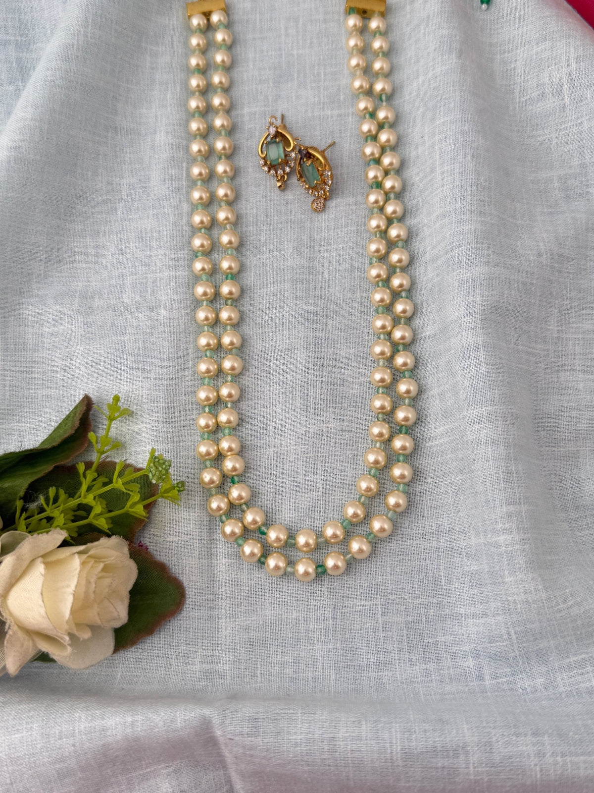 Antique Pearl Layered Necklace Long Set| N1209 - Mahilas