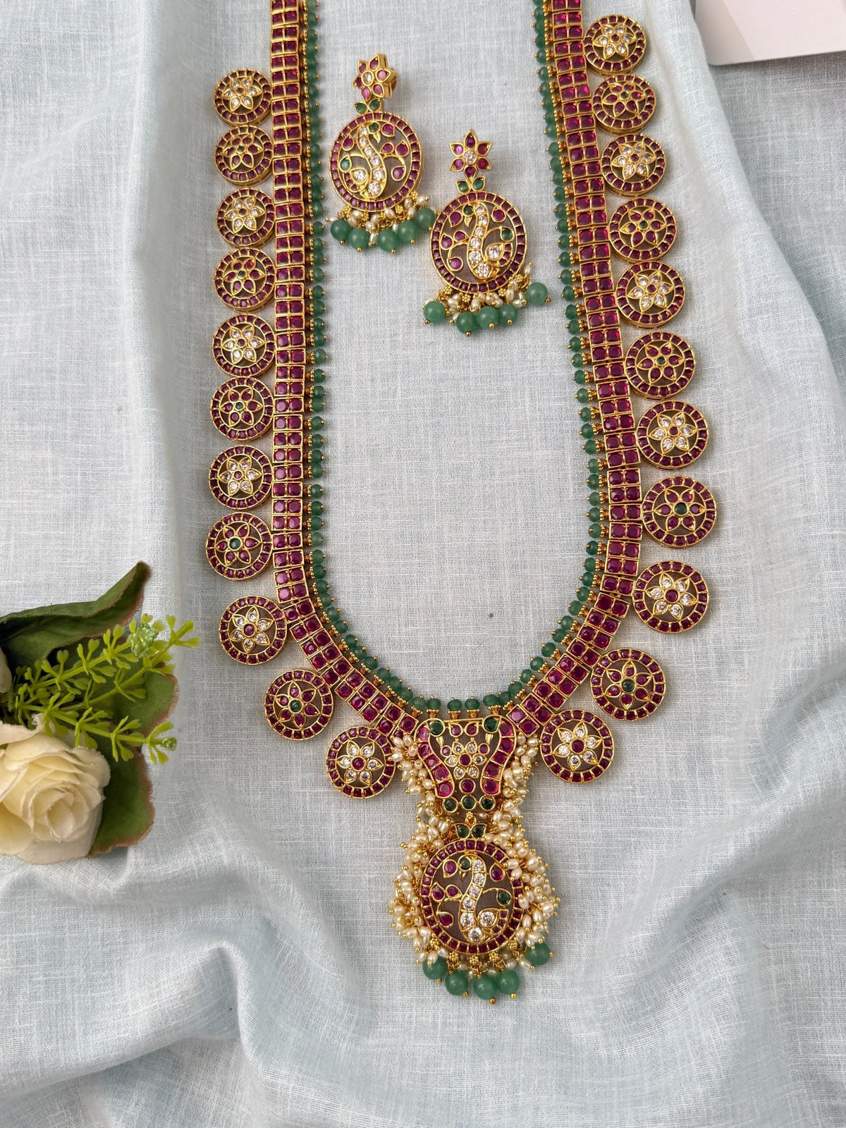 Antique Pearl Necklace Premium Long Set | N0805 - Mahilas