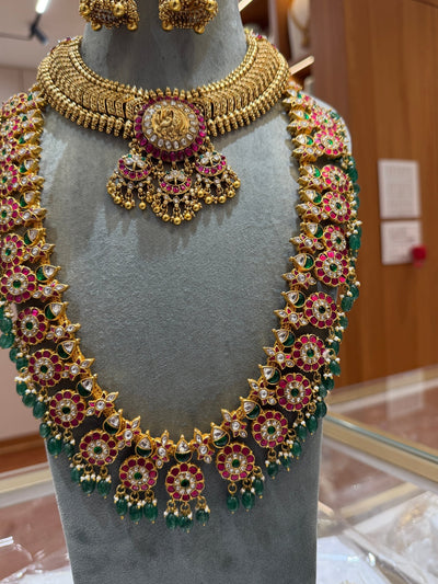Antique Royal Jadau Bottumala Bridal Necklace Full Set | BR0006 - Mahilas