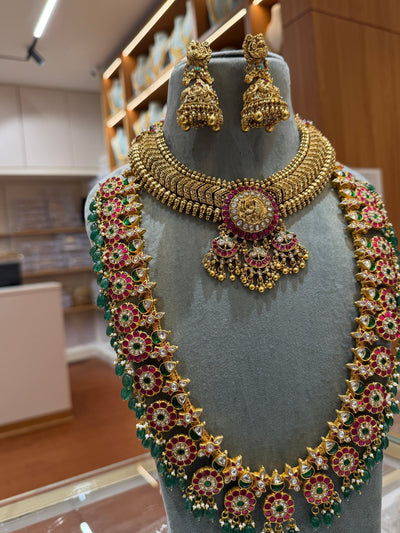 Antique Royal Jadau Bottumala Bridal Necklace Full Set | BR0006 - Mahilas