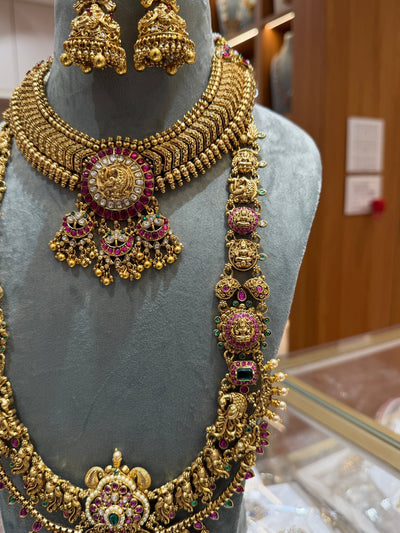 Antique Royal Jadau Bridal Necklace Full Set | BR0006 (Copy) - Mahilas