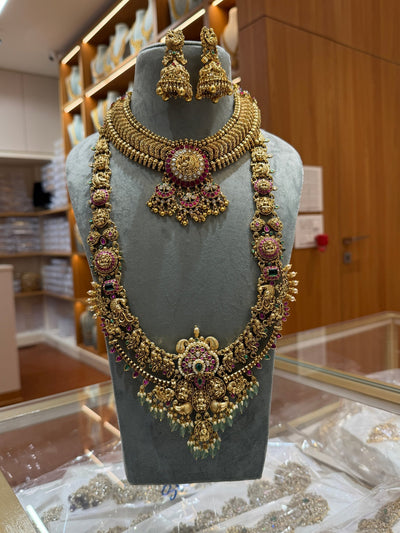 Antique Royal Jadau Bridal Necklace Full Set | BR0006 (Copy) - Mahilas
