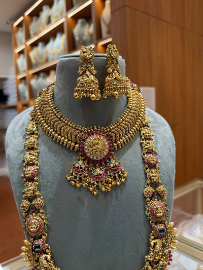 Antique Royal Jadau Bridal Necklace Full Set | BR0006 (Copy) - Mahilas