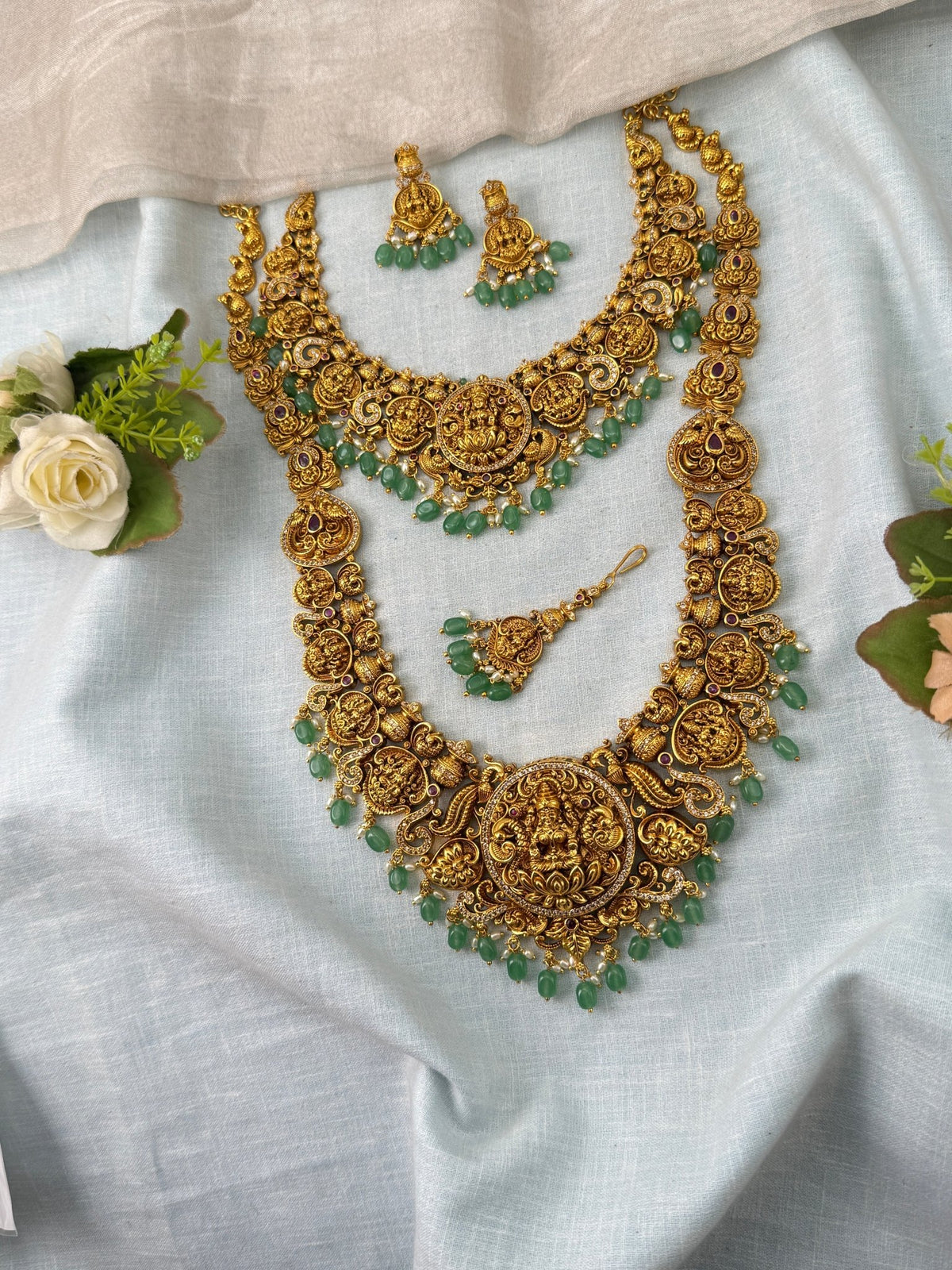 Antique Semi Bridal Necklace Set | Combo | 015 - Mahilas
