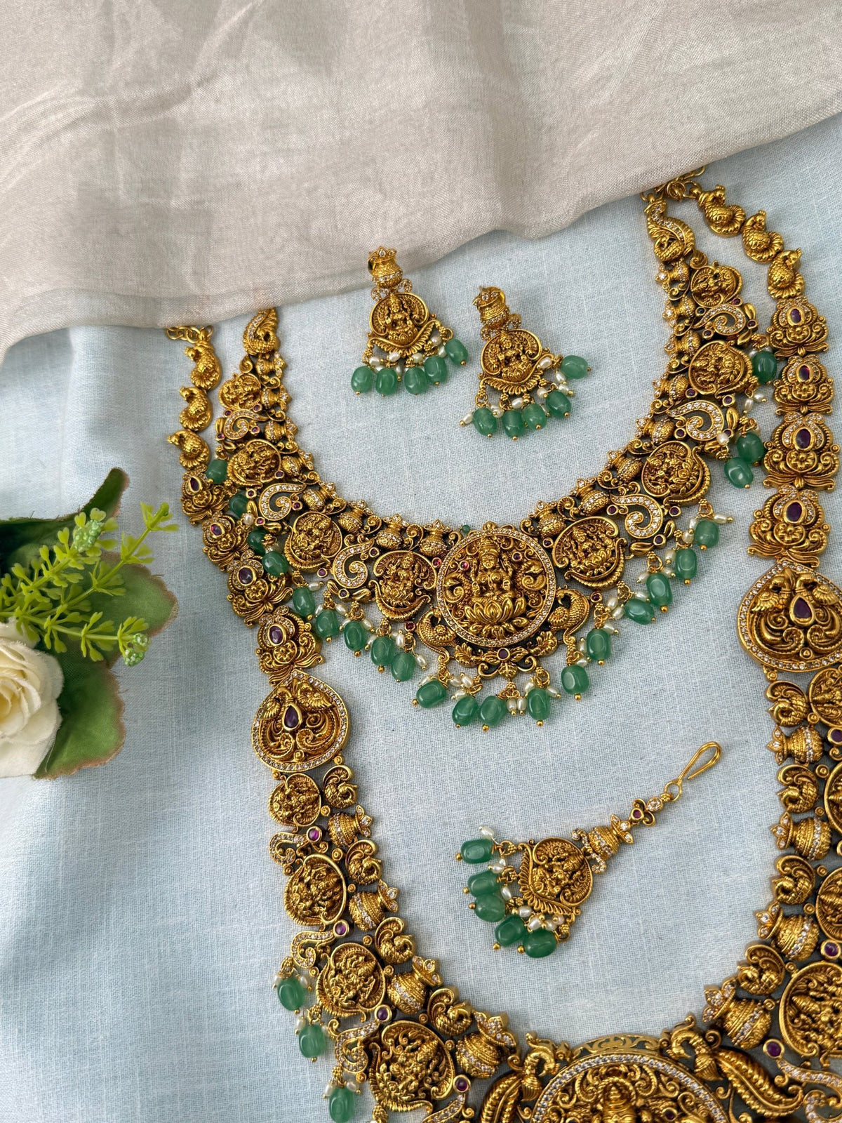 Antique Semi Bridal Necklace Set | Combo | 015 - Mahilas