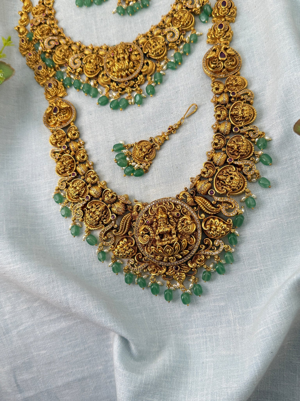 Antique Semi Bridal Necklace Set | Combo | 015 - Mahilas